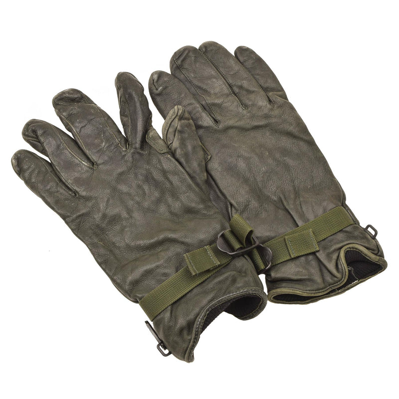 Original British Military Mk II läderhandskar fodrade mörkgrön handskydd