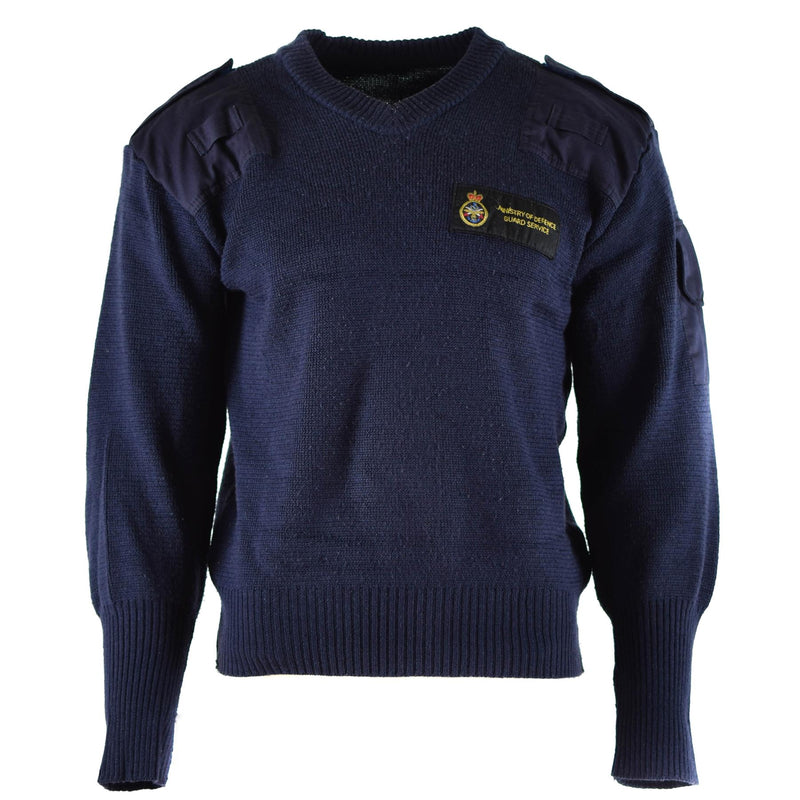 Original British Defense Service Pullover Commando Jumper Blue V-hals tröja