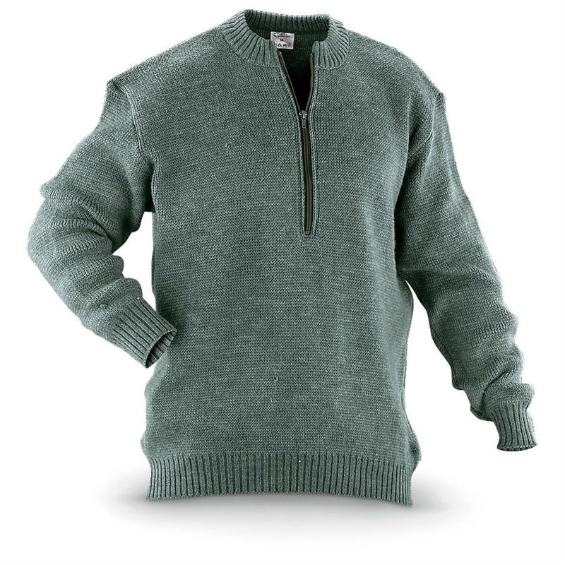 Original Swiss Army Pullover M74 Jumper Grey Virgin Wool tröja med dragkedja