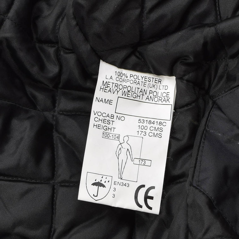 Original British Military Rain Jacket Police Solid Black Fode Waterproof Coat