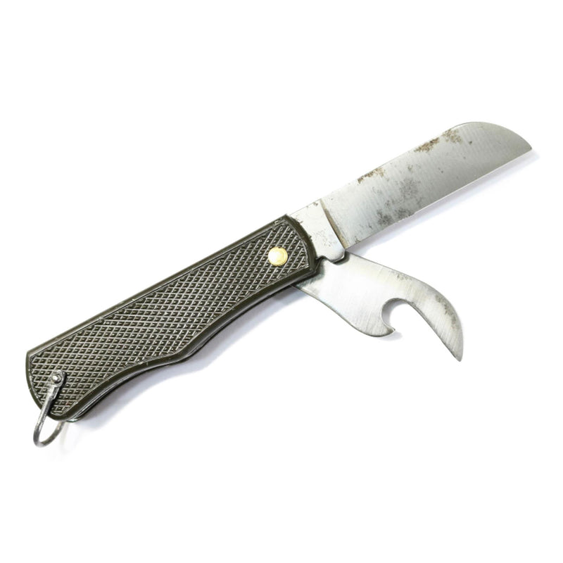 Original italiensk militärfickknivfoldning kan öppnare plasthandtag oliv