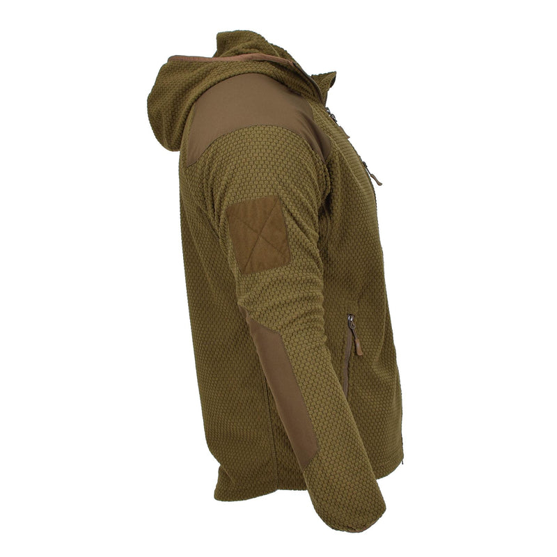 A. Blochl Military Style Jacket Huveed Thermal Fleece Armerad Coyote New