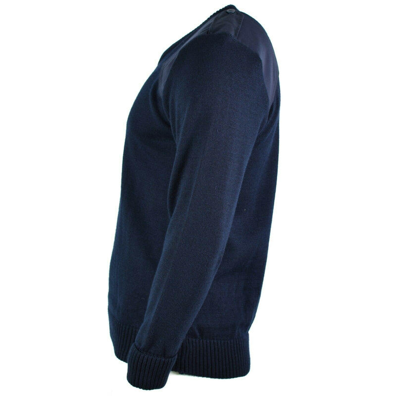 Äkta brittisk tröja armépolisens pullover commando jumper blå v-halsmän nya
