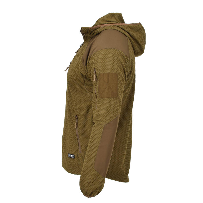 A. Blochl Military Style Jacket Huveed Thermal Fleece Armerad Coyote New