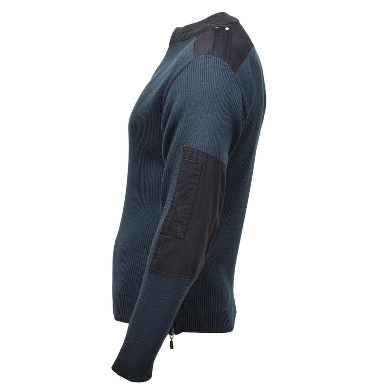 Äkta holländska militäröverskott Troyer Pullover Warm Quarter Zip Blue tröja