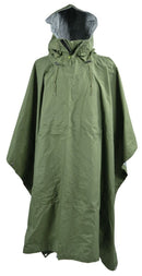Ale-Tex 3 layer waterproof army green poncho with hood and zipper, designed for rain and wind protection outdoors