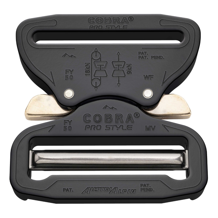 AustriAlpin Cobra Pro Style 50mm Buckle Belt XL Trigger Release Tabs Black - GoMilitar