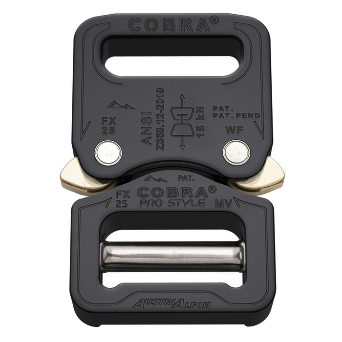 AustriAlpin COBRA PRO STYLE Belt Buckle 18 kN 25mm Quick Release Black - GoMilitar