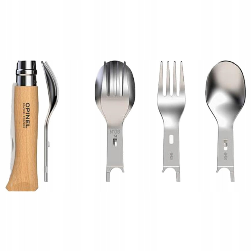 Opinel Picnic+ N°08 Bestickset Vikkniv Sked Gaffel Camping Bok