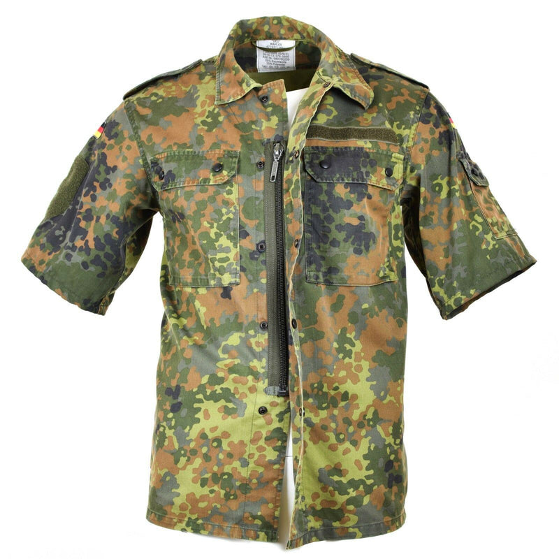 Original German Army Shirt Dragd dragkedja med korta ärmar Combat BW Army Issue
