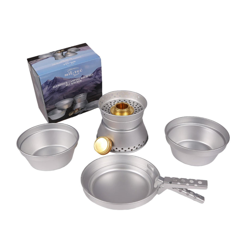 Mil-Tec Aluminium Cooking Spise Set Toming Cookware Compa Camping Pan Pot Bowl