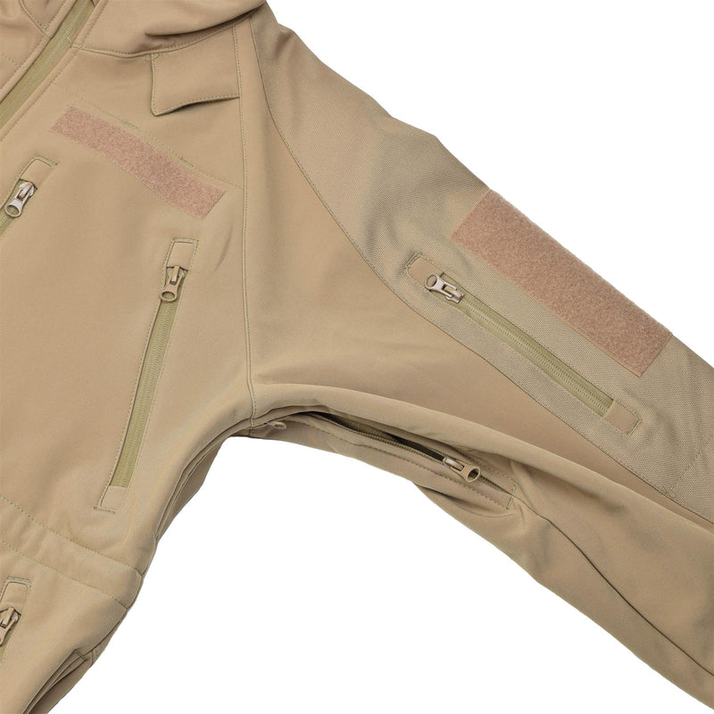 Mil-tec vindtät vandringsjacka Soft Shell Stormproof Zips Fleece Liner Coyote