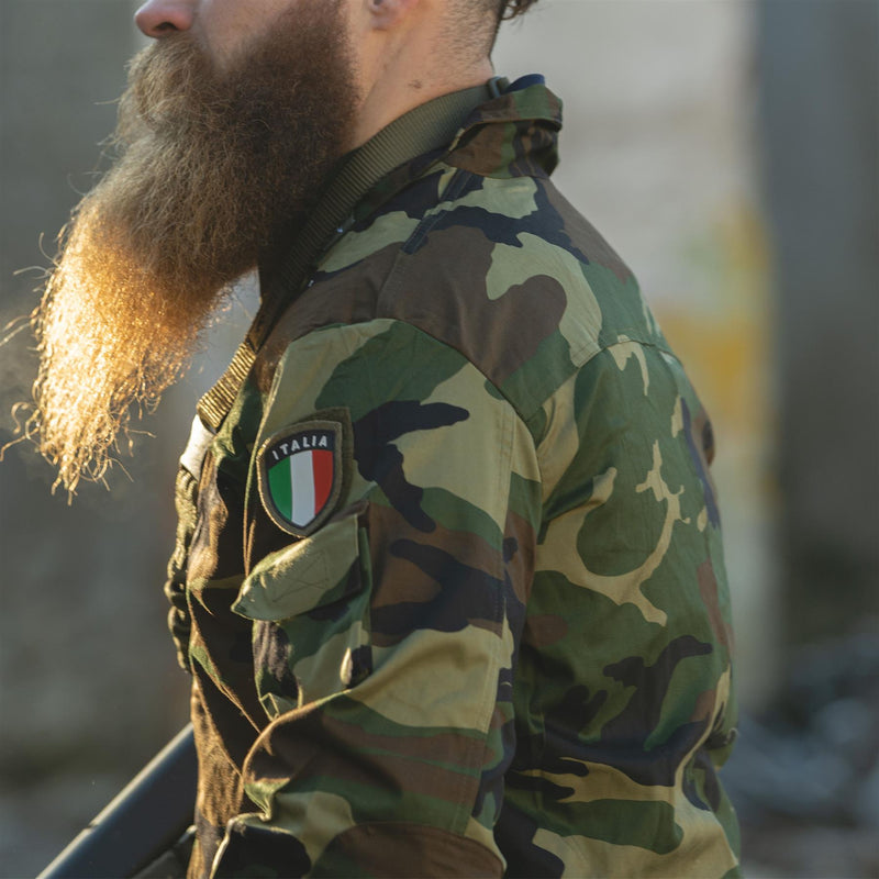 Original Italien Militär Combat Jacket Lätt Woodland Camo Army Surplus New