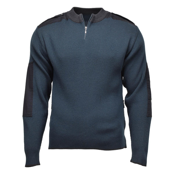 Äkta holländska militäröverskott Troyer Pullover Warm Quarter Zip Blue tröja