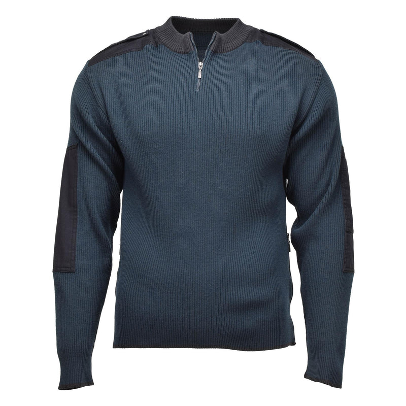 Äkta holländska militäröverskott Troyer Pullover Warm Quarter Zip Blue tröja
