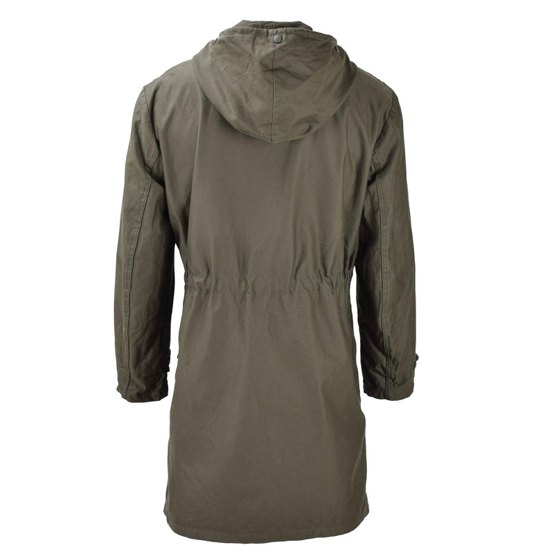 Original tyska militären Long Parka Jacket Olive Hooded Field Coat Army Outdoor