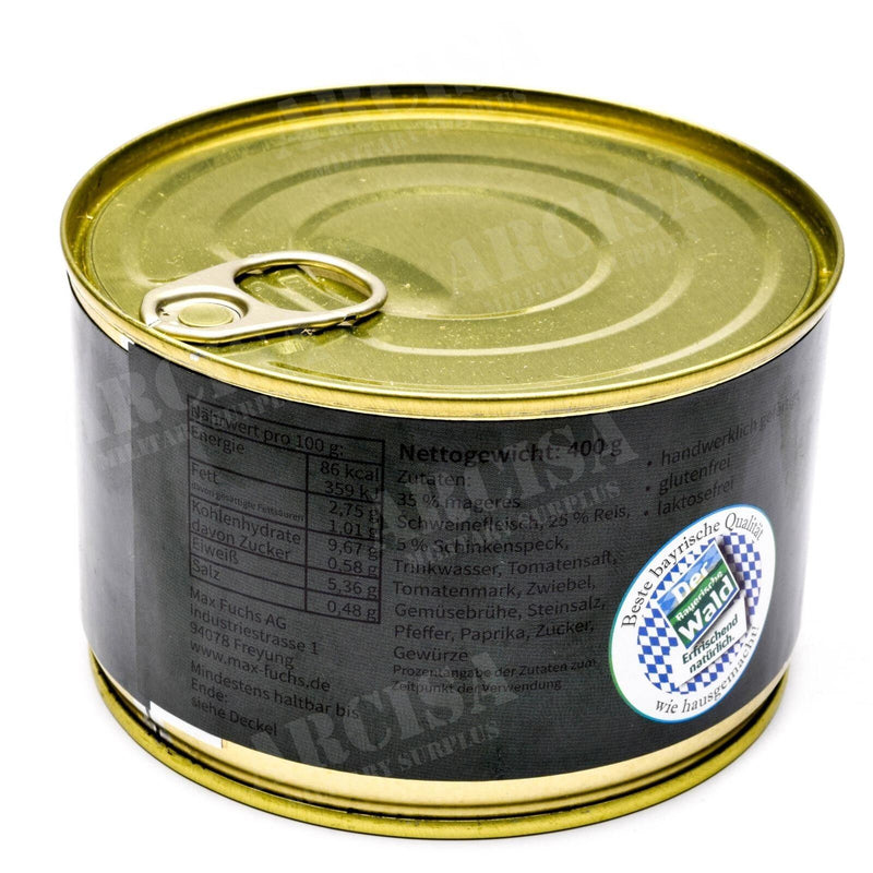 Emergency Ration Army Survival Food Canned Serbian Pork Meat With Rice 400G Can