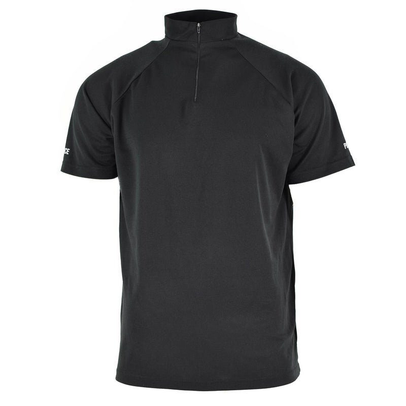 Äkta brittisk polis t-shirt svart andningsbar funktionell främre zip-skyddsskjorta
