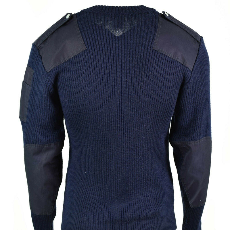 Original italiensk pullover V-hals Commando Jumper mörkblå tröja ull