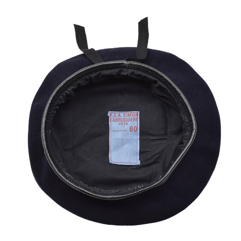 Original French Army Dark Blue Wool Beret Command Lightweight Cap Vintage New