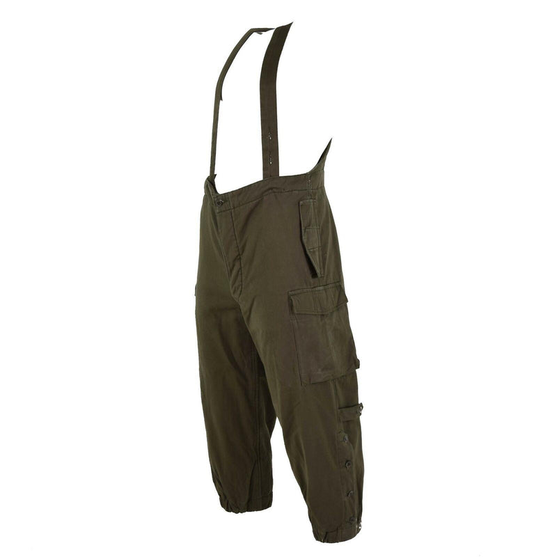 Original Österrikisk arméstridbyxor BIB Militär oliv OD övergripande med hängslen NYA