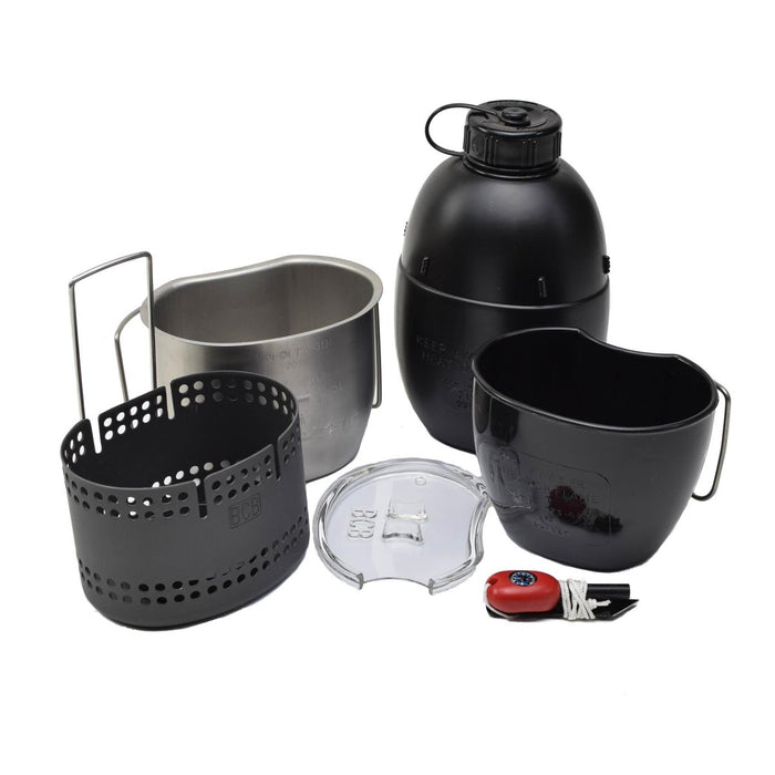 BCB Dragon matlagningssystem svart aluminium spis 6 st set kompakt hållbar camping - GoMilitar