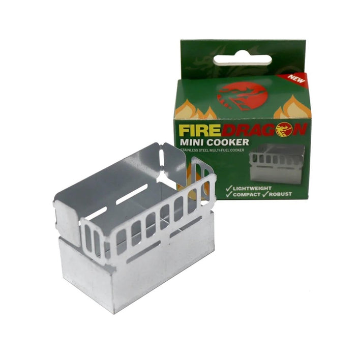 BCB FireDragon Mini Cooker MK2 kompakt utomhuscampingkök i aluminium med förpackning för vandring och vandring