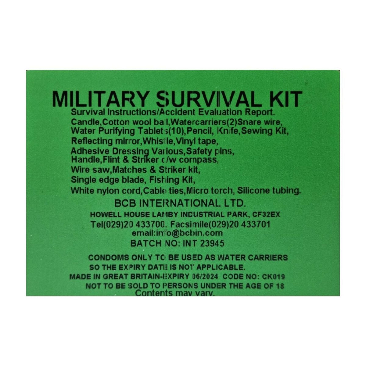 BCB Military Survival Kit Camping Vandring Hunting Emergency Rescue Essentials