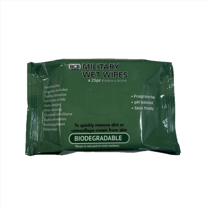 BCB Military Wet Wipes 25-pack Boionedbrytbar Hudvänlig Ph Balanced - GoMilitar