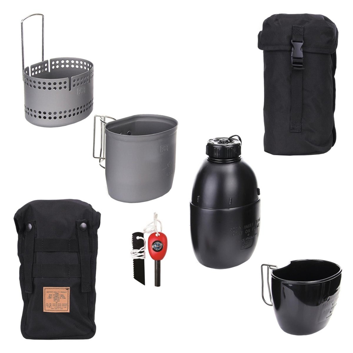 BCB MK2 CRUSADER -matlagningsuppsättningen 6 PCS Fire Starter spis Nato Mug Canteen Pouch
