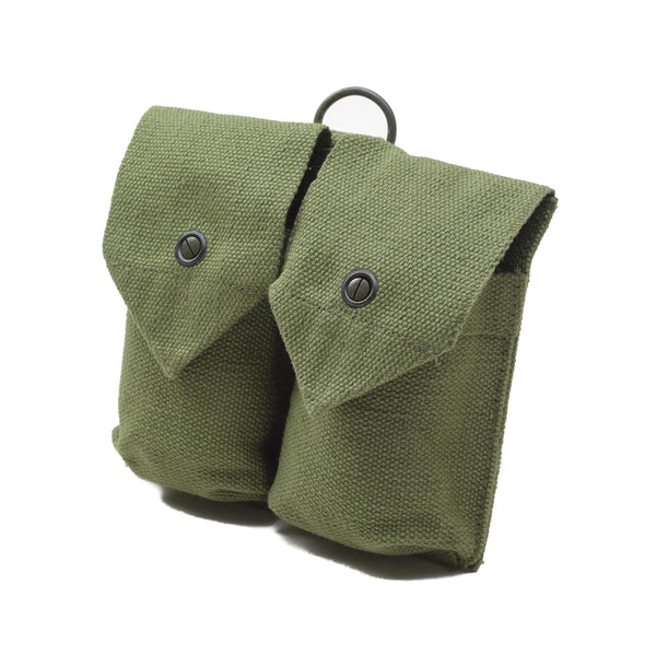 Original Norwegian Army Magazine Pouch Vintage Double Ammo Bag Green Canvas Ny