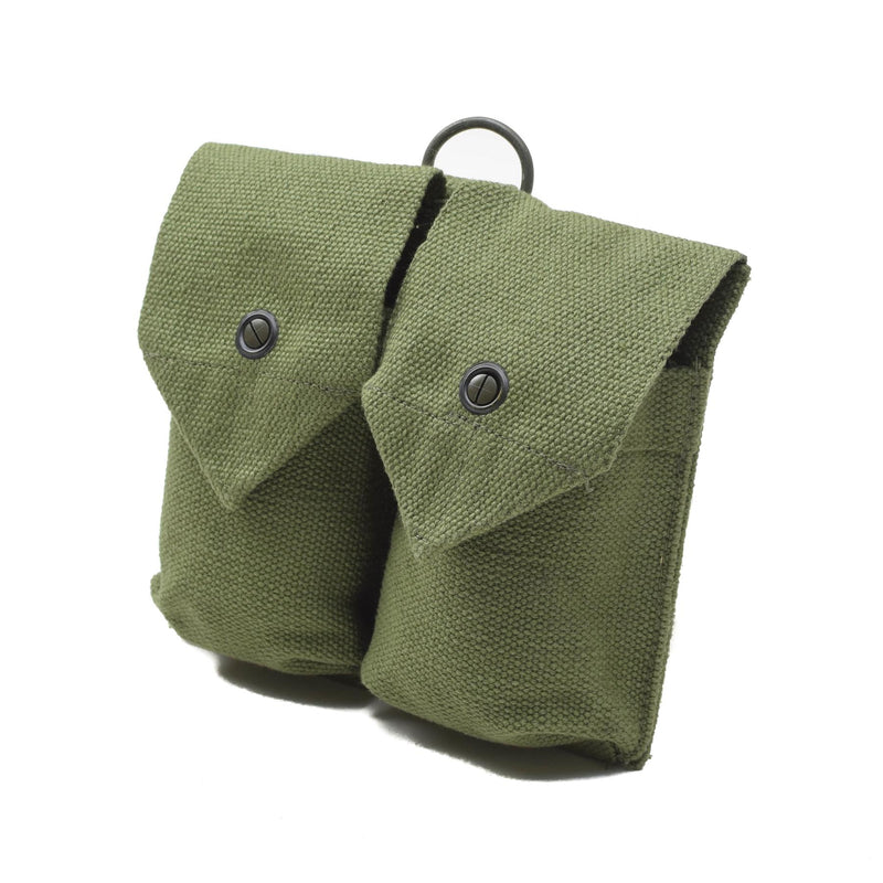 Original Norwegian Army Magazine Pouch Vintage Double Ammo Bag Green Canvas Ny