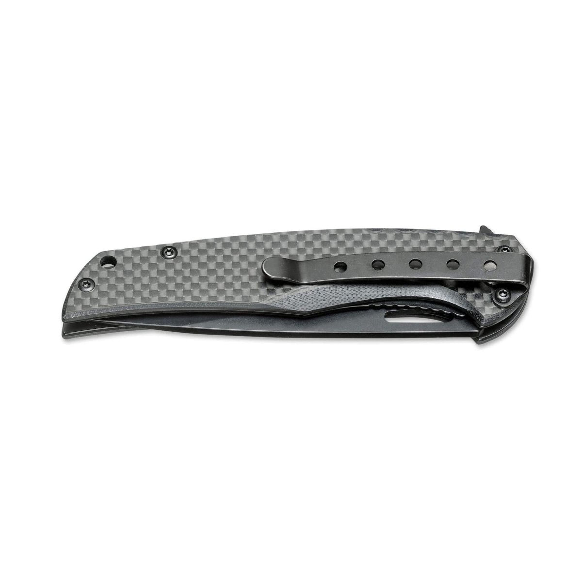 BOKER Black Carbon vikbar fickkniv 440A rostfritt stål kolfiberhandtag