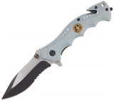 Boker Brand fällbar fickkniv Hero grått rostfritt stål 440A aluminium handtag