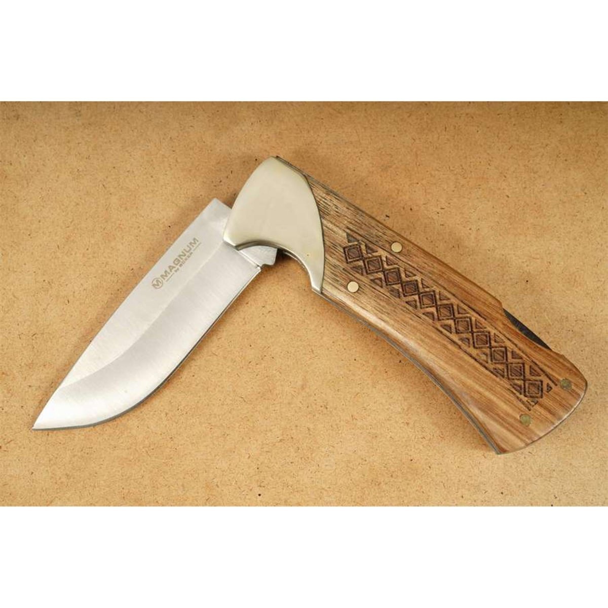 Boker Brand fällbar fickkniv Woodcraft rostfritt stål 440A trähandtag