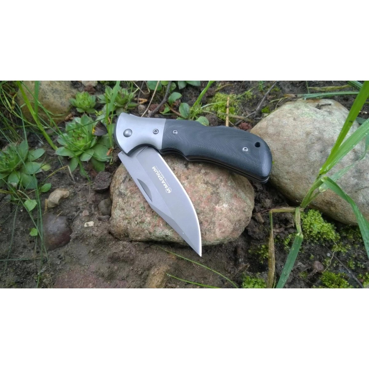BOKER Grå Eminence Fickkniv hopfällbar kompakt svart micarta handtag 440A stål