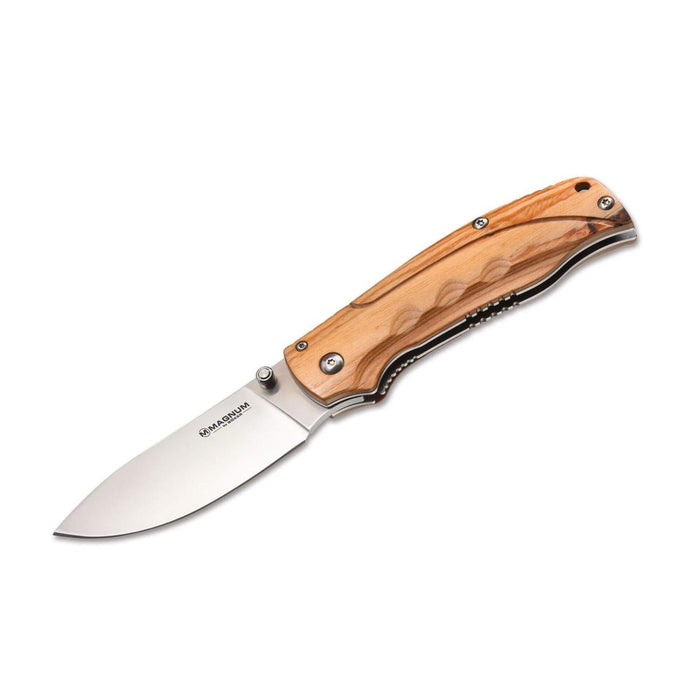 BOKER Pakka Hunter Fickknivs liner lås obestruket 440B stål trähandtag - GoMilitar