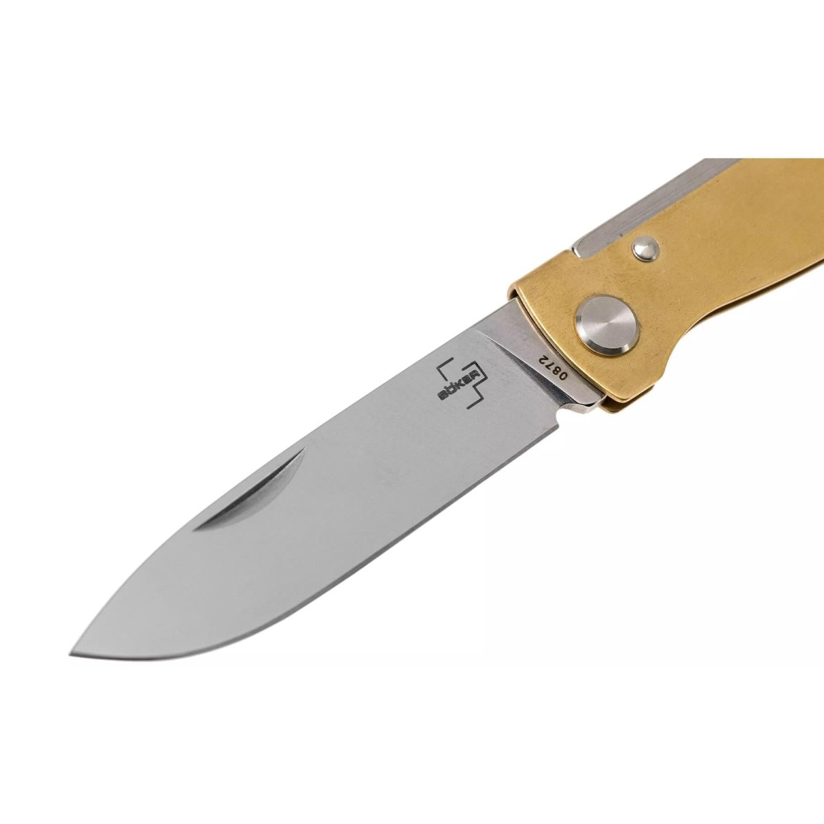Boker Plus Atlas Slipjoint Fickkniv Satinfinished Drop Point Mässingshandtag
