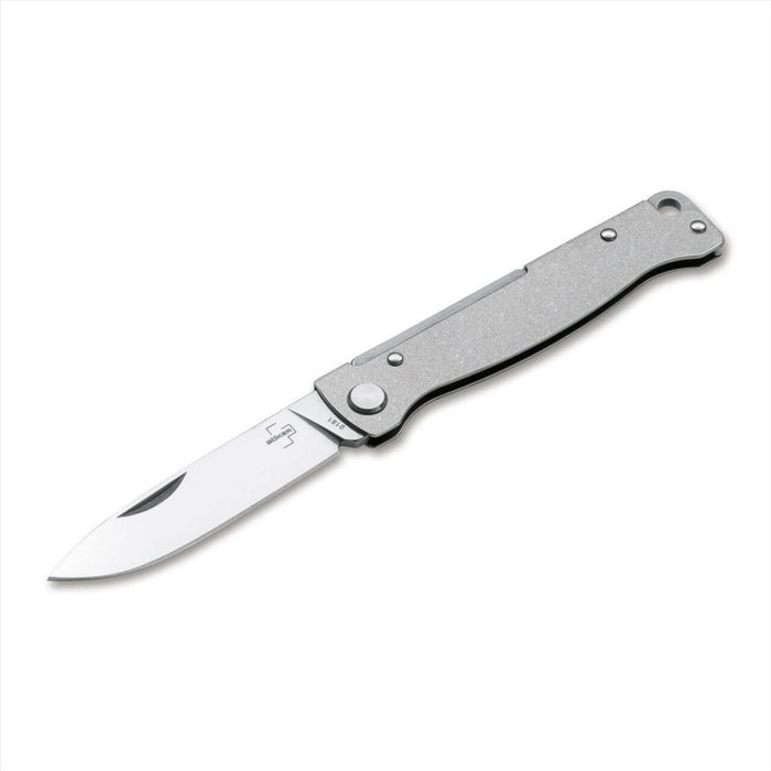Boker Plus Atlas SW vikbar fickkniv med 12C27 rostfritt stålblad och strukturerat rostfritt stålhandtag
