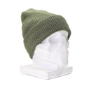 Olive green MIL-TEC knit beanie with 3M Thinsulate lining, soft elastic fabric, and classic military style design.