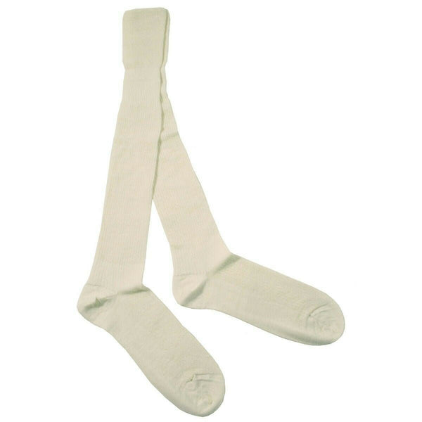 Pair of British Army long white wool and nylon military surplus men's stocking socks new condition