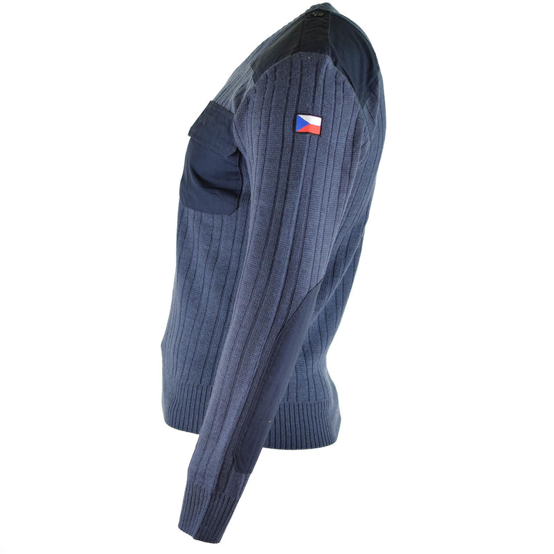 Original tjeckisk armétröja jumper m97 blå ull v-ringning militäröverskott nytt