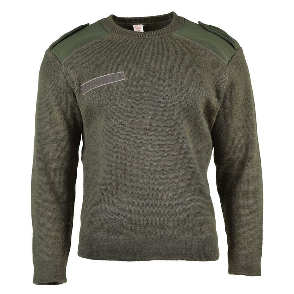 Äkta franska armétröja olivkommando militära män pullover rund hals ny