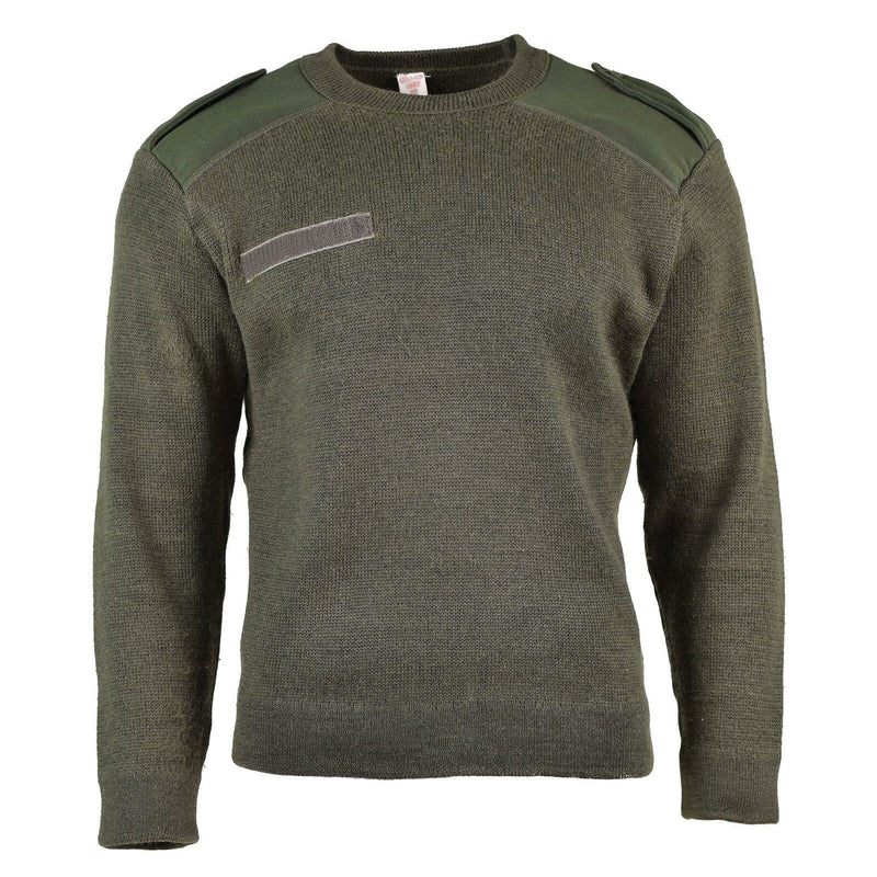 Äkta franska armétröja olivkommando militära män pullover rund hals ny