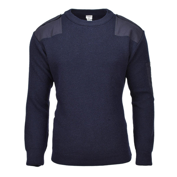 Original belgisk militär pullover varm stickad blå tröja arméöverskott nytt