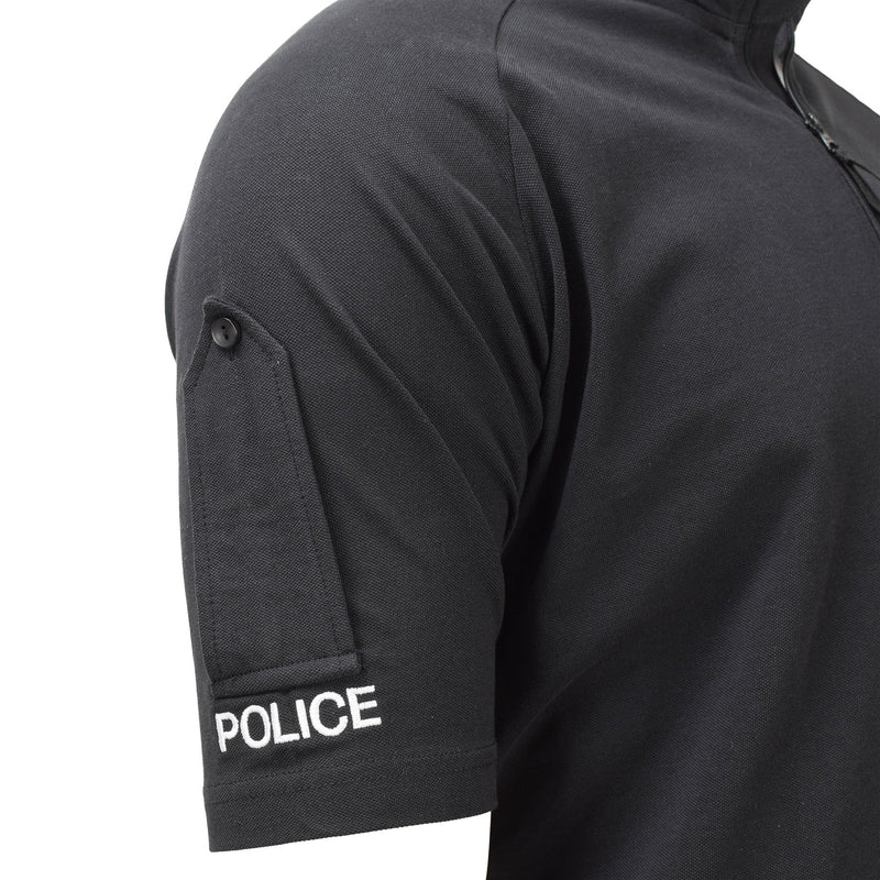 Original British Army Police Tactical T-shirts Kort ärm Zipping Black New