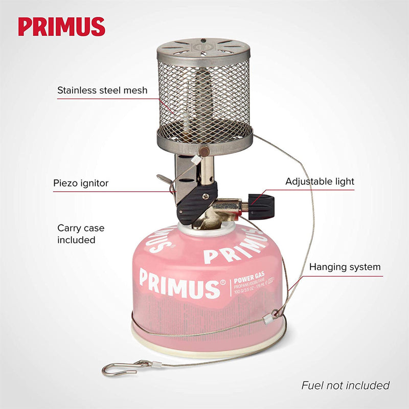 Primus Micron Gas Lamp Lantern Light Justerbar ljus tändning Hanging System