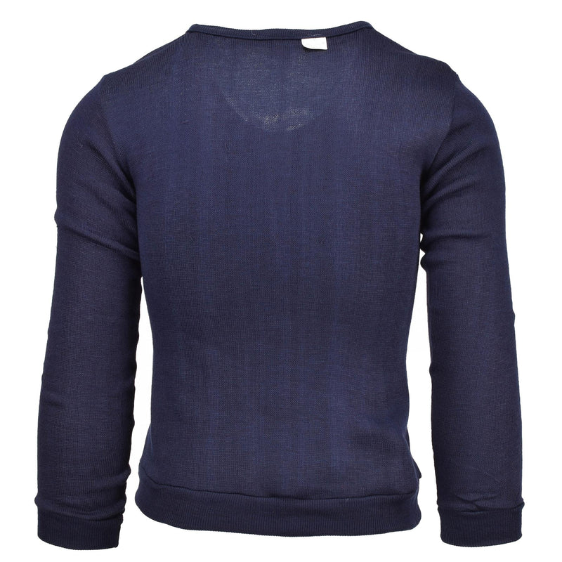 Äkta franska militärskola blå Jersey Army Sweatshirt V-ringning