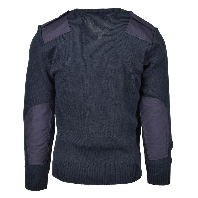 Original brittisk ex-police service pullover commando jumper blå v-hals tröja