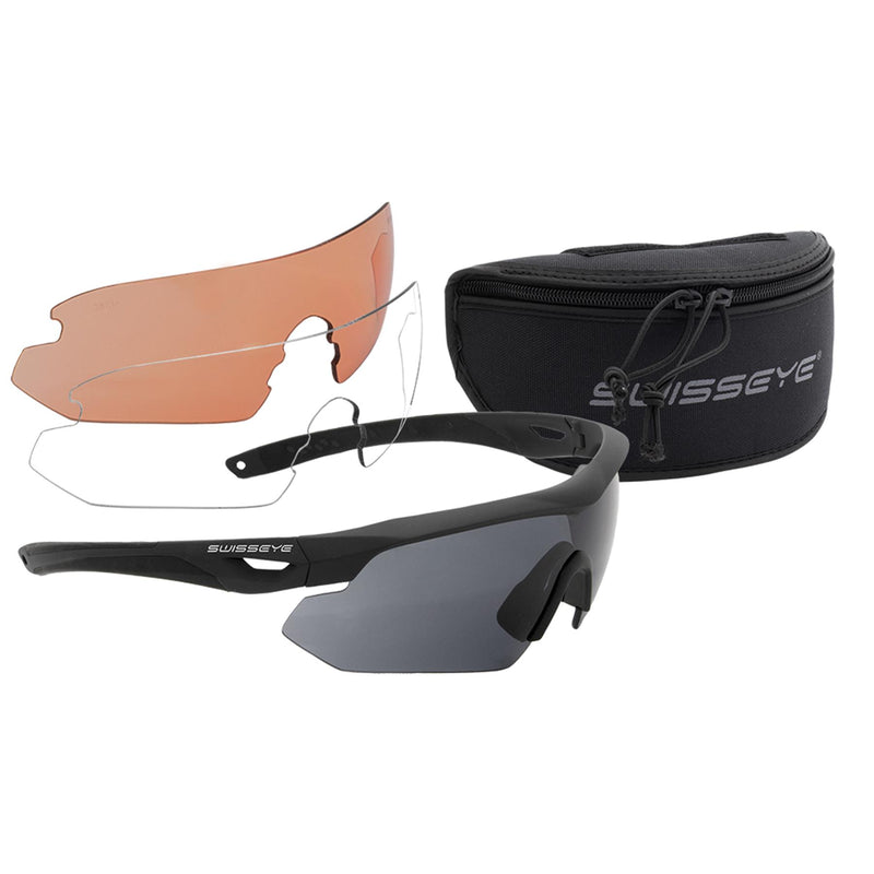 Swiss Eye Safety Shooting Goggles Justerbar vinkel 3 Färglinser Taktiskt fodral